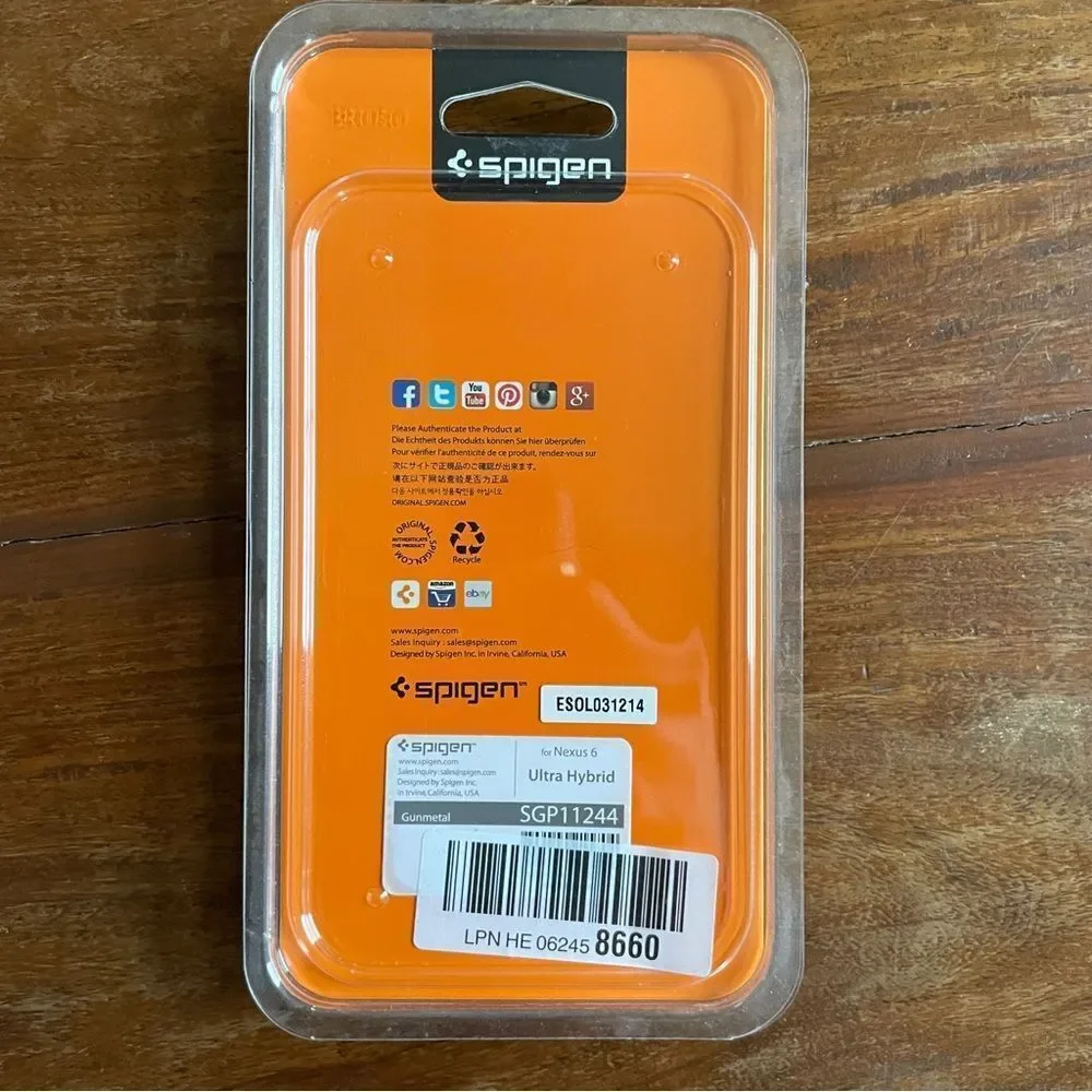 Spigen Black and Orange Phone Case Bumper Nexus 6 Ultra Hybrid